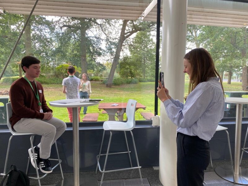 Summer School students filming content for their own informative videos.