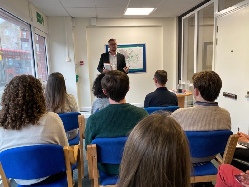 Connor Naismith MP in his constituency office.