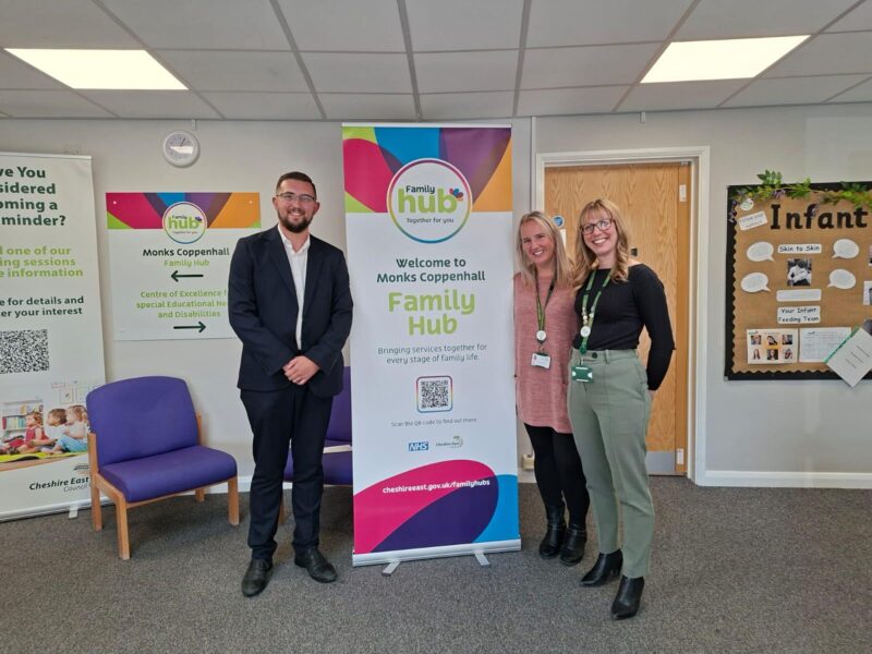 Connor Naismith MP on a visit to Monks Coppenhall Family Hub.