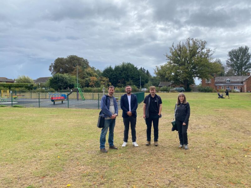 Connor Naismith MP with Sustainable Nantwich and Cheshire Wildlife Trust on a visit to Brookfield Park.