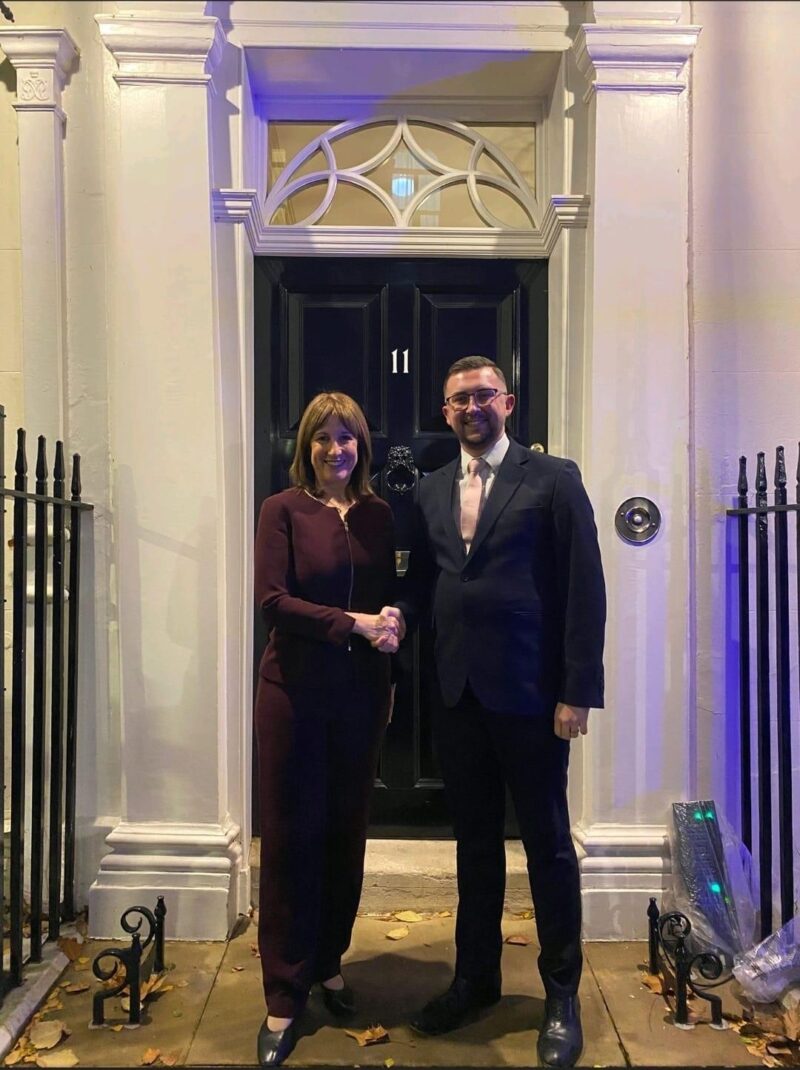 Connor Naismith MP at 11 Downing Street with the Chancellor..