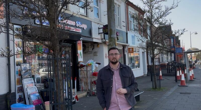 Connor Naismith MP on Nantwich Road in Crewe.